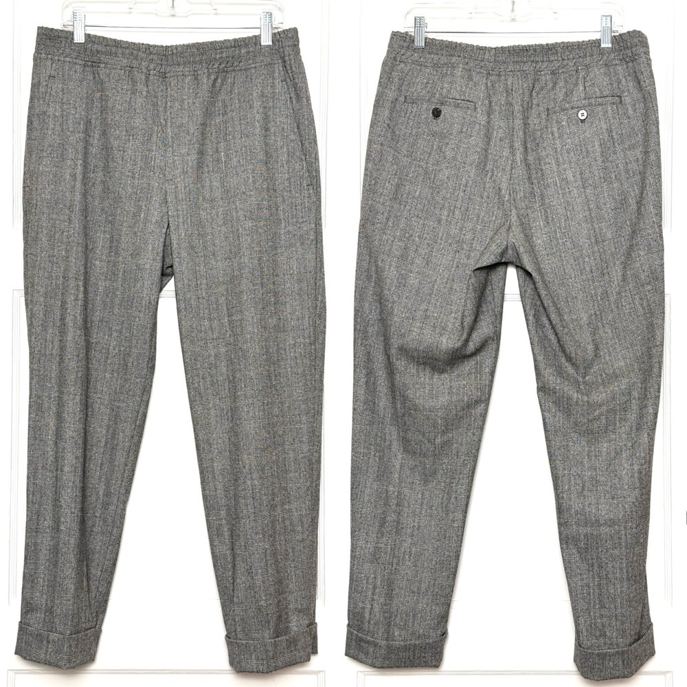 NWT NEIL BARRETT Virgin Wool Plaid Check Elastic Waist Cuffed Slim Trousers 32 - Picture 5 of 10